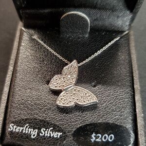 Macy's Sterling Silver Diamond Butterfly Pendant with 18" chain